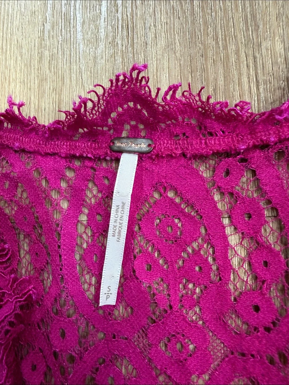 Free People Hot Pink Fuchsia Lace Sheer Sexy Lingerie Mini Dress Size Medium
